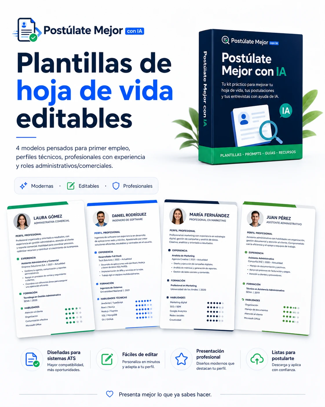 Plantillas editables de hoja de vida